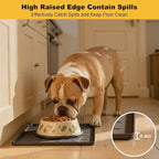 Pieviev Silicone Dog Cat Food Bowl Mat, Waterproof Raised Edge, 16'' x 12'' | Food-Grade Bpa-Free Pet Food Mat, Waterproof & Non-Slip, Raised Edges Contains Spills & Drips, Fits Pet Bowls and Fountains