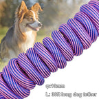 BTINESFUL 8ft 12ft 20ft 30ft 50ft 75ft Dog Tie Out Rope Leash, Long Tether Outdoor Yard Leash- Large Medium Dogs Training, Playing, Camping, Backyard Dog Lead (Pink Blue, 30 Foot)