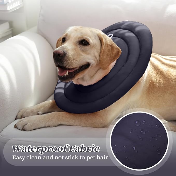 IDOMIK Dog Recovery Collar, Waterproof Soft Dog Cone After Surgery | Comfy Protective Elizabethan Collar Alternative for Dogs Cats, Adjustable Pet Neck Donut Cone Anti-Licking Wounds,Grey,3XL