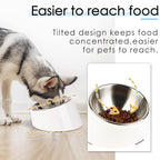 SuperDesign Mess Free 15° Slanted Bowl for Dogs and Cats, Tilted Angle Bulldog Bowl Dog Feeder, Non-Skid & Non-Spill, Easier to Reach Food M/1 Cup White