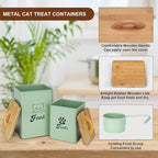 Cat Food Storage Container with Scoop, 2PCS Cat Food Storage Container with Lids Airtight, Cat Treat Jars for Kitchen Counter-7+3Lbs, Cat Cookie Jar for Storage,Saga Green