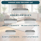 Homegroove XXXL Stainless Steel Litter Box, 28"x20"x8" Large for Big Cats | Extra Large Metal Cat Litter Box, Non-Stick Easy to Clean Surface, Jumbo Size for Big Cats & Multiple Cats