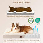EHEYCIGA Orthopedic Dog Bed Large with Removable Washable Cover,Camel,35x23 | Egg Crate Foam Support,Durable Oxford fabric,Non-Slip Bottom,Machine Washable,Soft Waterproof Plush Pet Bed Mat For Crate
