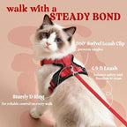 rabbitgoo Cat Harness and Leash Set, Escape Proof Vest, Red | Soft Breathable Mesh, Easy Adjustable Fit, Snap Buckles, Sturdy Clip, Reflective Strips, for Small & Average Cats Walks, Xs