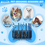 Professional Dog Grooming Scissors Set, 7 Inch/8 Inch Pet Grooming Scissors Chunkers Shears for Dog, Curved Dog Grooming Scissors, Thinning Shears for Dog with Grooming Comb | Pet Grooming Chunkers Shears for Dog, Curved Dog Grooming Scissors, Thinning...