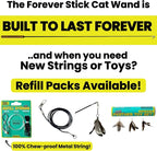 Forever Stick 1-Pack - The Unbreakable Cat Wand Toy, Durable Cat Toy Wand, Extra Long Cat String Toy, Cat Fishing Pole Toy for Bored Indoor Adult Cats, Cat Stick Toy, Cat Feather Wand, Cat Teaser Wand
