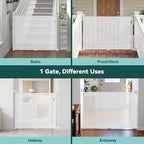 Babepai Retractable Baby Gates for Stairs, Retractable Dog Gate for Indoor/Outdoor Use | Child Gates for Doorways, Deck, Porch, Hallways, Patio (White, 72" Wide 34" Height)