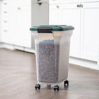 IRIS USA Airtight Pet Food Container, Up to 22 lbs, Green | Made in USA, BPA-Free, Rolling Wheels