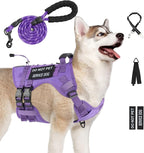 No Pull Tactical Dog Harness Medium Sized Dog, Service Dog Vest, M, Purple | Tactical Dog Vest Harness and Leash Set, Adjustable Military Service Dog Harness with Handle for Medium Large Dogs