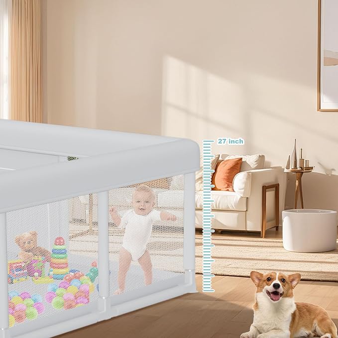 Hiaksedt Baby Playpen 74x50 Inch, Play Pens for Babies and Toddlers | Baby Fence Play Yards for Indoor & Outdoor with Breathable Mesh Anti-Fall Playpen (74"x50")