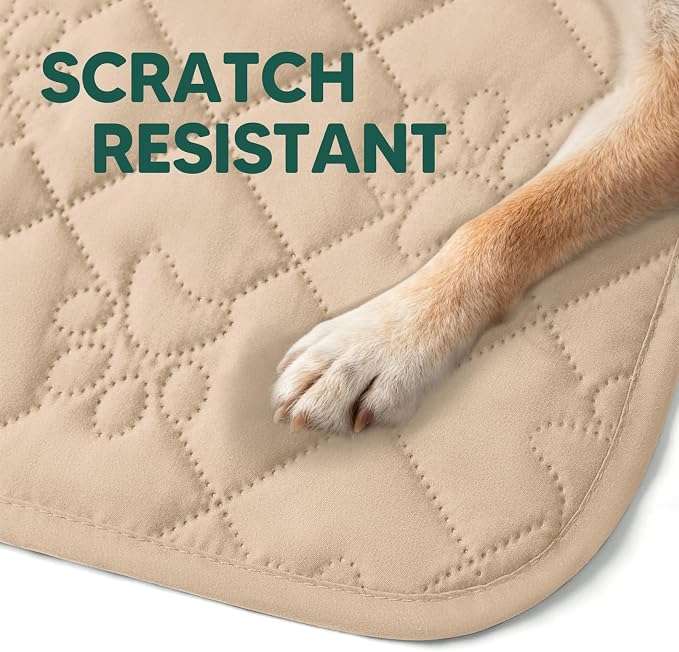 PAWFINITY Waterproof Loveseat Covers for Dogs, Pet Blanket for Couch | Paw Print Quilted, Hair Resistant, Anti Cat Scratch, Washable Protector for 2 Seat Sofa & Chair Cushion, 40x50 Inch, Beige