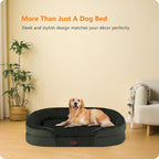 Dwanton Orthopedic Dog Bed for Large Dogs with Gel Memory Foam, Waterproof Dog Sofa, Washable Pet Bed with Four Sided Bolster Cushion, Removable Cover & Non-Slip Bottom, 42", Green