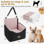 JOEJOY Dog Car Seats for Small Medium Dogs Under 35lbs, Dog Booster Seat with Detachable Washable Cover and Cushion, Memory Foam Pet Car Seat with Safety Belt and Storage Pockets (BP)