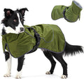 Waterproof Dog Raincoat, Windproof Rain Jacket with Velvet Lining for Windy Weather, Breathable Full-Body Coverage Dry Suit with Reflective Strips for Medium Dog (Green, M)
