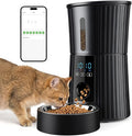 NEWBULIG 4L Automatic Cat Feeder with APP, 2.4G WiFi Pet Feeders, Black | Applicable for Dry Food, 19.5 Cups, Programmable Schedule, 10 Meals/Day, 50 Portions/Meal, 10s Voice Recorder, Dual Power