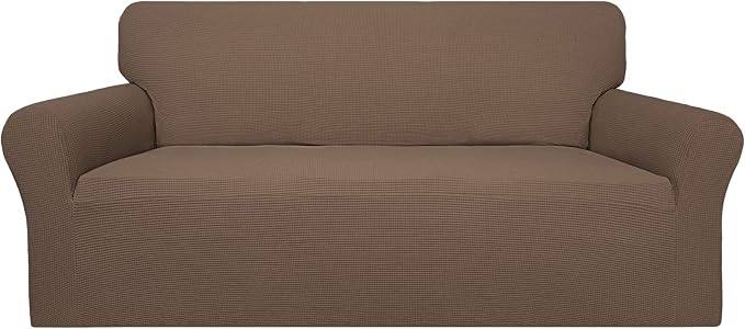 Easy-Going 100% Waterproof Couch Cover, 3 Cushion Oversized Sofa Cover | Leakproof Sofa Slipcover, Stretch Jacquard Furniture Protector Against Stain Spill from Kids, Pets, Dog, Brown