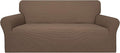 Easy-Going 100% Waterproof Couch Cover, 3 Cushion Oversized Sofa Cover | Leakproof Sofa Slipcover, Stretch Jacquard Furniture Protector Against Stain Spill from Kids, Pets, Dog, Brown