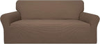 Easy-Going 100% Waterproof Couch Cover, 3 Cushion Oversized Sofa Cover | Leakproof Sofa Slipcover, Stretch Jacquard Furniture Protector Against Stain Spill from Kids, Pets, Dog, Brown