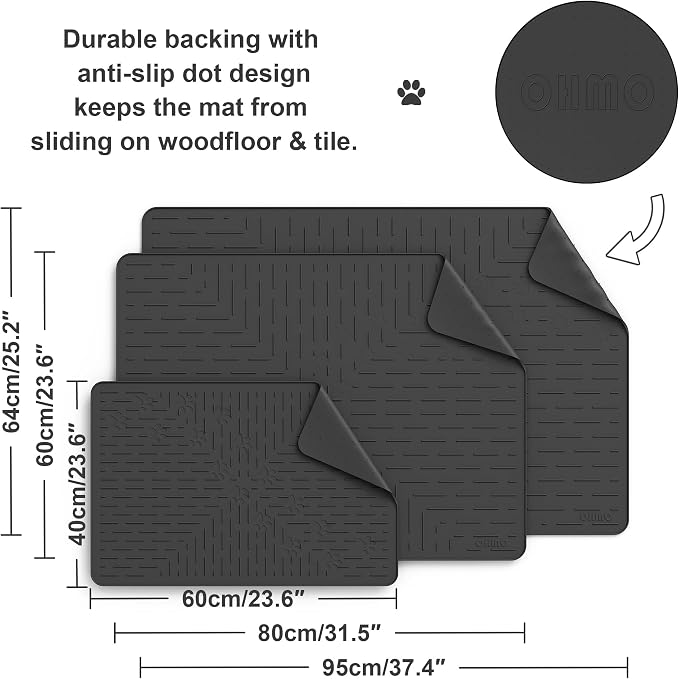 Large Cat Litter Mat, 31.5x23.6 Black, Premium Silicone Rubber, Waterproof & BPA-Free, Traps Litter, Easy to Clean, Keeps Floors Tidy