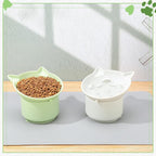 2 Pack Slow Feeder Cat Bowls Silicone Tilted Raised Pet Bowl with Non Slip Base for Digestion Anti Vomit, Gray, Green