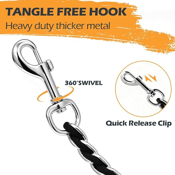 S-ETOVUS-Chain Dog Leash, Bite-Proof Metal Leash, with Padded Handle | Three Sizes 7.25FT/5.2FT/4FT, Woven From Nylon Rope And Chain, Durable And Bite-Resistant, Comfortable With Padded Handles.
