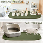 36" x 24" x 1" Extra Large Silicone Pet Food Mat with Raised Edge for Food and Water Bowl, Dog Feeding Mats, Cat Food Trays for Floor Waterproof, Rubber Tray for Dogs and Cats, Light Olive Green