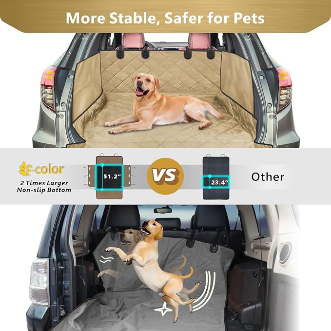 F-color SUV Cargo Liner for Dogs - Trunk Cover with Bumper Flap Protector | Waterproof Pet Cargo Cover with Side Flaps, Non-Slip Trunk Mat, Rear Dog Car Seat Cover Prevents Scratches Pet Hair Mud Dirt