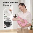 Cat Wrap for Cutting Nails, Self-Adhesive Cat Nail Clipping Restraint Bag, Anti-Scratch Cat Grooming Wrap Swaddle for Meds, SubQ Fluids, Ear Cleaning, Teeth Brushing & Vet Visits,Pink,L