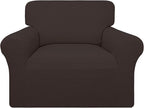 Easy-Going 100% Waterproof Chair Couch Cover, Stretch Jacquard Sofa Cover | Dual Waterproof Sofa Slipcover, Leakproof Furniture Protector for Kids, Pets, Dog and Cat (Chair, Chocolate)