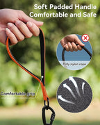 Joytale Long Dog Leash for Yard Tie Out & Recall Training, Orange, 15FT | Secure Locking Carabiner, Removable Padded Handle, Reflective Webbing for Night Safety, Ideal for Outdoor Play and Camping