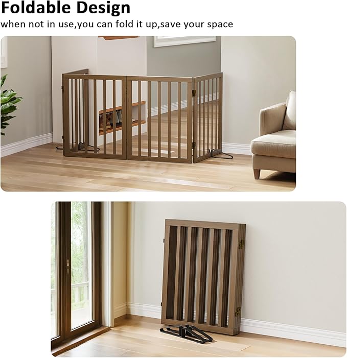 Dog Gate for Stairs,Foldable Dog Gate for Indoor Doorways House,Freestanding Pet Gates for Dogs,Doogie Puppy Fence Gate