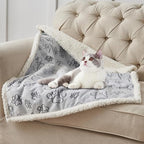 Dog & Cat Blankets - Waterproof Washable - Sherpa, Plus Plush Reversible, 25"X30", Grey Paw Print