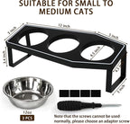 Gothic Cat Food Bowls Elevated, Raised Cat Bowls for Indoor, Non-Slip Stand & Wood Board, Stainless Steel and Whisker Friendly Food Bowls (Cat Bowl*3)