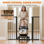 Mumeasy 36" Extra Tall Baby Gate for Stairs, 29.7-51" Wide Dog Gates Indoor for Doorways with Easy Walk Thru, Auto Close Pet Safety Gate for House, Pressure Mounted Metal Child Gate with Door, Black