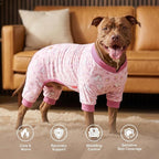KYEESE Dog Pajamas Velvet Dog Pajamas Medium Sized Dogs Soft Dogs Clothes Pjs with Pink Unicorn Pattern Stretchy Pet Jammies Coat Comfy Pet Onesie Costume, 2X-Large