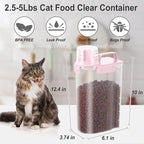 Dog Cat Food Storage Container with Cup (Pink, 2.5L) | Pet Food Pourable Container Airtight with Large Spout, BPA-Free Plastic Food Dispenser for Pet Food, Bird Seed, Rice, Flour