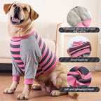 FUAMEY Dog Recovery Sleeve with Elbow Protector,Pink Stripes XL | Stop Licking Joints,Alternative to Cone,Pet Long Sleeve Suit,Protecting Dog's Front Leg Arm Wounds, Cover Skin Conditions