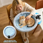 EXPAWLORER Cat Desk Bed - 360° Rotating & Adjustable & Washable Cat Hammock, Soft Dual-Sided Reversible Mat Cattery for Office Desks & Game Tables, 15"x15" Spacious Retreat for Cats,Holds Up to 40lbs