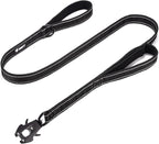GEIT 4/5/6FT Heavy Duty Dog Leash with 2 Comfortable Padded Handles, Reflective Rope Leashes with Quick Release/Locking Tactical Frog Clip for Small Medium and Large Dogs, Black