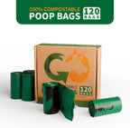 Certified 100% Home Compostable Poop Bags for Dogs, 120 Count Guaranteed Leak Proof and 18 Microns Extra Thick Waste Bag, 8 Rolls of Plant Based Doggie Poop Bag, No Scented with ASTM D6400 & EN13432