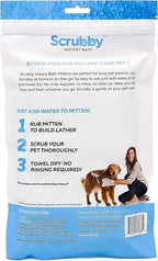 Scrubby Pet No Rinse Wipes | Rinse Free Shampoo Mittens | Dogs & Cats | Bath Wipes | Bathing & Washing Pets, Hypoallergenic | No Rinse Wash Mitt | Grooming, Lather Wipe Dry - Pack of 20