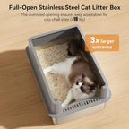 Jotesnew 2 Pack 28" Extra Large XXXL Stainless Steel Cat Litter Boxes with Lid Metal Cat Litterbox Pan for Big Cats and Multiple Cats, Anti-Leakage, Easy Cleaning, Include Scoop
