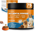 Dog Teeth Cleaning Powder - Plaque & Tartar Control, Breath Fresheners | With Natural Seaweed, Probiotics, Vitamins, Turmeric & Enzymes for All Dogs & Cats (Chicken Flavor, 75 Scoops)