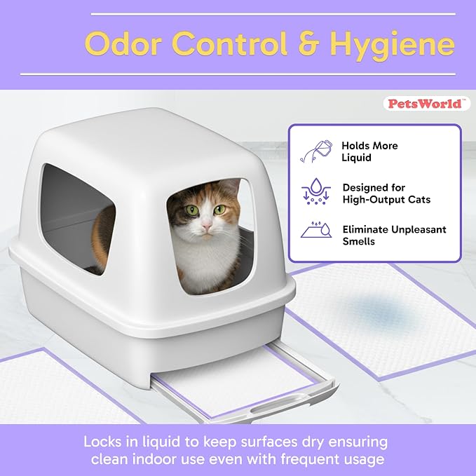 PetsWorld Universal Fit Cat Pad Refills for Litter Box, Unscented, Odor Control, Pack of 1200