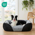 INVENHO Small Dog Bed Rectangle Washable Orthopedic Soft Calming Sleeping Durable Pet Cuddler with Anti-Slip Bottom