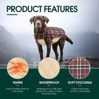 Kuoser Warm Dog Coat, Waterproof Dog Jacket for Extra Large Dogs, Brown 3XL | Adjustable Durable XXXL Doggie Winter Coat Reversible Puppy Cold Weather Apparel for Large Breed