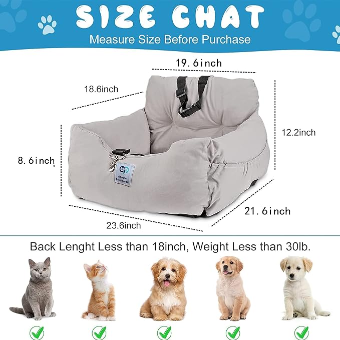 Aidou Dog Booster Seat for Small to Large Dogs & Cats, Travel Car Seat with Storage & Home Use (Midium Blue)