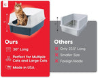 IRIS USA XX-Large High Sided Cat Litter Box, Scatter Shield, Navy | Maine Coons, Big Cat Accommodation, Oversized Basin, Extra Room Interior, Generous Dimensions, Comfortable Space