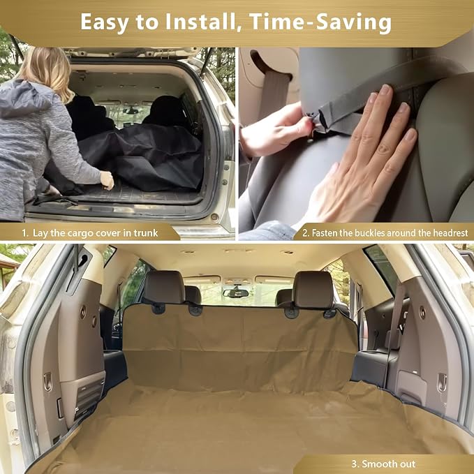F-color SUV Cargo Liner for Dogs - Heavy Duty Cargo Cover for Mid-Size SUVs | Water Resistant, Bumper Flap, Non-Slip Mat, Car Trunk Dog Car Seat Cover Prevents Scratches Pet Hair Mud Dirt for Sedans Vans