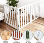 ZJSF Freestanding Indoor Dog Gate for House Foldable Wood White Puppy Gate for Doorways Pet Gate for Stairs Extra Wide Pet Fence 24" Height 3 Panels
